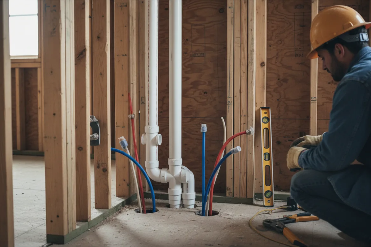 Drain and supply rough-in during Leak Detection in Neosho